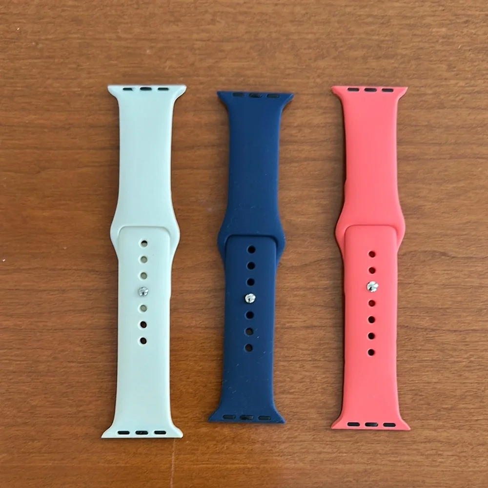 Apple Watch bands in Cream, Blue, and Salmon Size 38/40 NOT Apple Brand